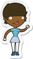 sticker of a cartoon woman with idea png