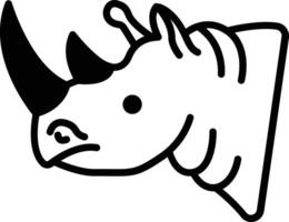 Rhinoceros face glyph and line vector illustration