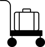 Baggage trolley glyph and line vector illustration