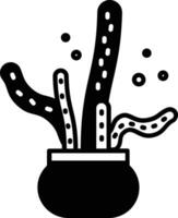 cactus planta glifo y línea vector ilustración
