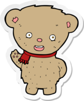 pegatina de un oso de peluche de dibujos animados saludando png