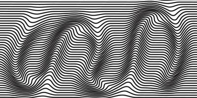 Fluid wavy lines black white vector for background design.