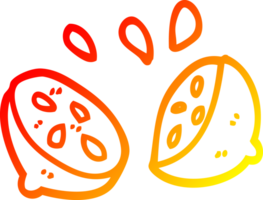 warm gradient line drawing of a cartoon halved lime png