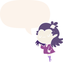 cute cartoon vampire girl with speech bubble in retro style png