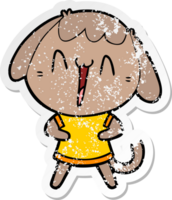 distressed sticker of a cute cartoon dog png