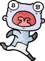 cartoon weird alien running away png