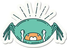 sticker of a tattoo style crying spider png