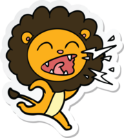 autocollant d'un lion courant de dessin animé png