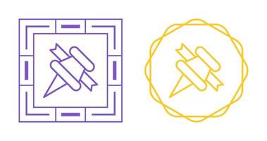 Pushpin with ribbon Vector Icon