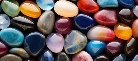 AI generated colorful stone stones placed on a flat surface photo