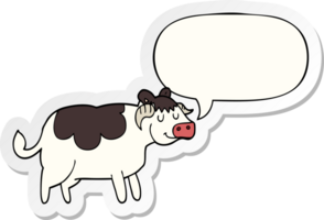 desenho animado vaca com discurso bolha adesivo png