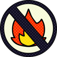 comic book style cartoon of a no fire sign png