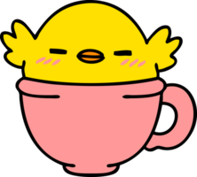 cartoon of a cute baby bird sitting in a coffee cup png