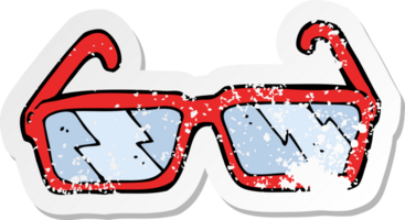 retro distressed sticker of a cartoon glasses png