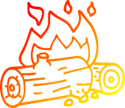 warm Gradient Linie Zeichnung von ein Karikatur Verbrennung Protokolle png