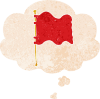 dessin animé drapeau avec pensée bulle dans grunge affligé rétro texturé style png