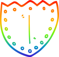 rainbow gradient line drawing of a cartoon shield png
