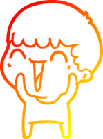 warm gradient line drawing of a cartoon happy man png