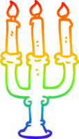 rainbow gradient line drawing of a cartoon candlestick holder png