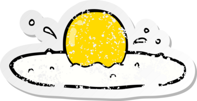 distressed sticker of a cartoon fried egg png