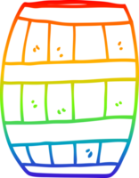 rainbow gradient line drawing of a cartoon beer barrel png