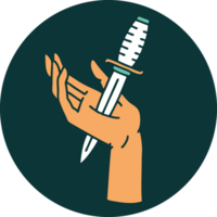 iconic tattoo style image of a dagger in the hand png