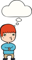 cartoon man thinking with thought bubble png