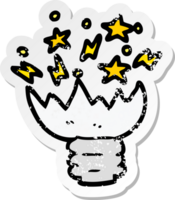 distressed sticker of a cartoon exploding light bulb png