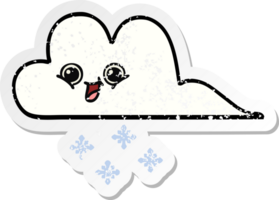 adesivo angustiado de uma nuvem de neve de desenho animado fofo png