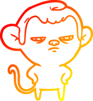 warm gradient line drawing of a cartoon monkey png