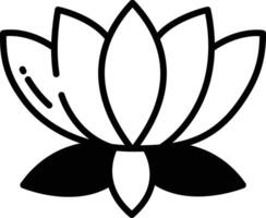 Lotus flower glyph and line vector illustration