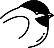 Chickadee bird glyph and line vector illustration