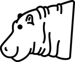 hipopótamo cara glifo y línea vector ilustración