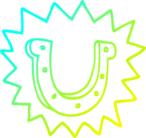 cold gradient line drawing of a cartoon crazy lucky horseshoe symbol png