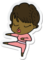 sticker of a cartoon woman with eyes shut png