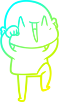 cold gradient line drawing of a happy cartoon bald man png