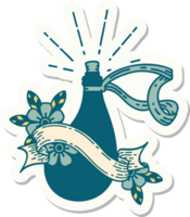 sticker van een tatoeëren stijl oud leer water fles png