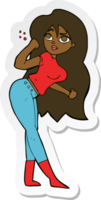 sticker of a cartoon woman raising fist png