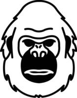 Gorilla face glyph and line vector illustration