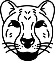 Cheetah face glyph and line vector illustration