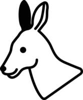 Kangaroo face glyph and line vector illustration