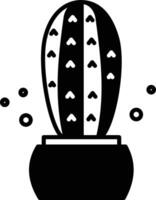 cactus planta glifo y línea vector ilustración
