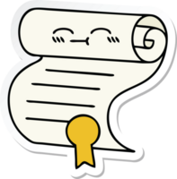 sticker of a cute cartoon contract png