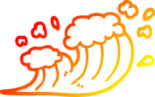 warm gradient line drawing of a cartoon wave crashing png