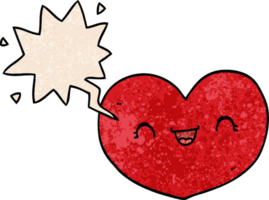 cartoon love heart with speech bubble in retro texture style png