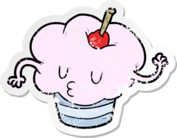 noodlijdende sticker van een cartoon cupcake png