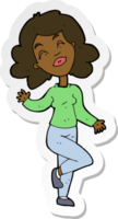 sticker of a cartoon happy woman dancing png