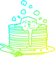 cold gradient line drawing of a stack of tasty pancakes png