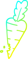 cold gradient line drawing of a cartoon carrot with bite marks png