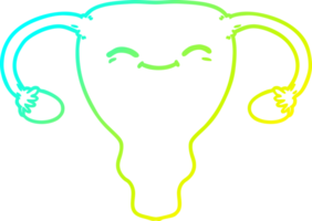 cold gradient line drawing of a cartoon uterus png